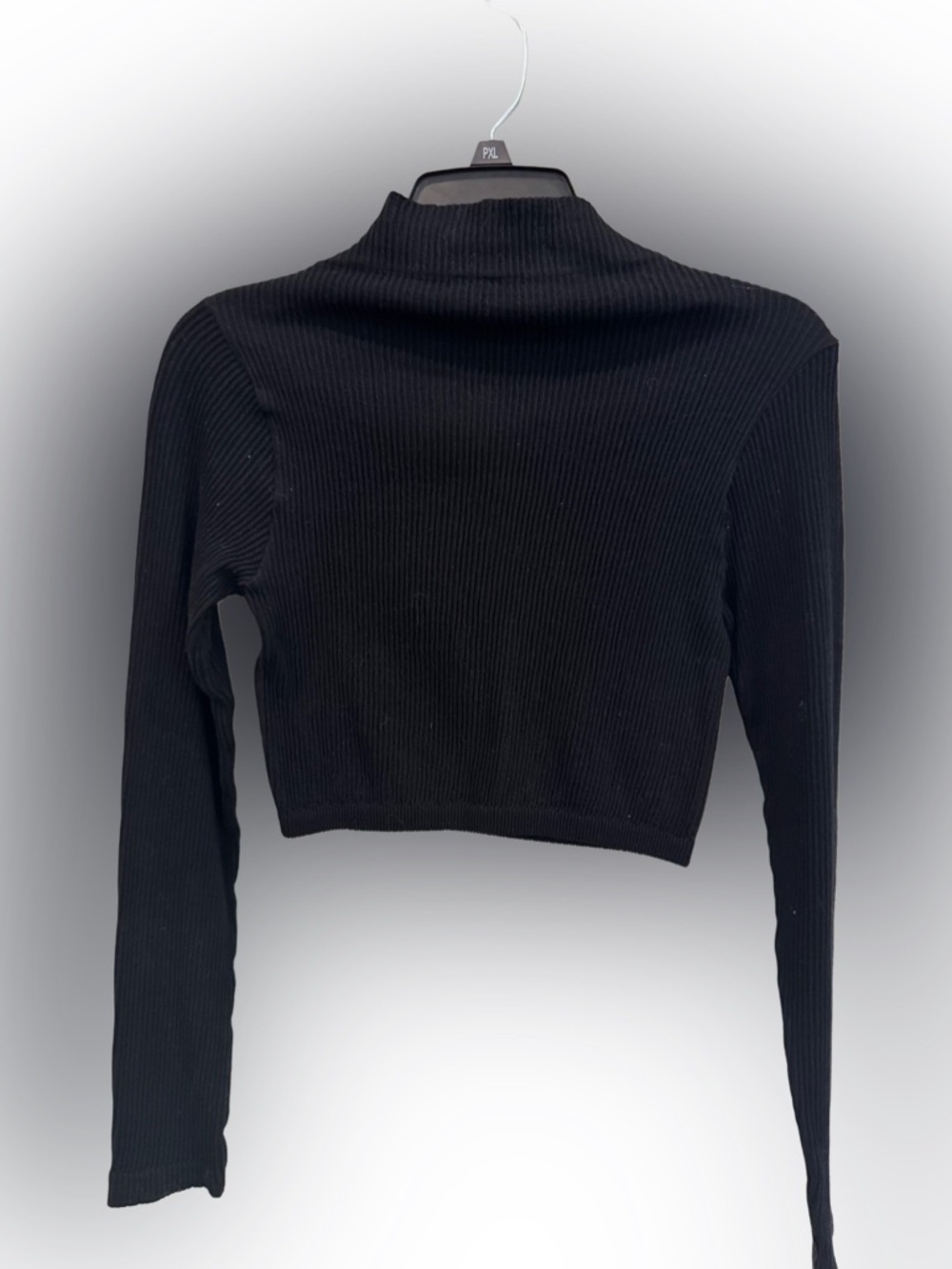 Black Cropped Ribbed Turtleneck